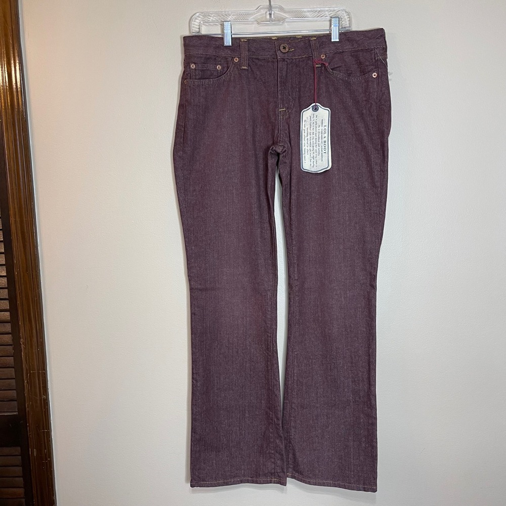 NWT Lucky Brand Lola Boot Jeans Red Maroon Mid Rise Slight Bootcut 16/33